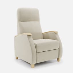 Fauteuil Milo Small Relax Manuel par Zelder en noyer clair et simili coloris taupe