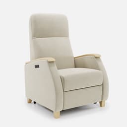 Fauteuil Milo Small Releveur par Zelder en noyer clair et simili coloris chocolat