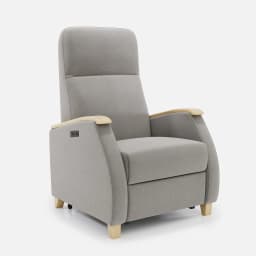 Fauteuil Milo Small Releveur par Zelder en noyer clair et simili coloris taupe