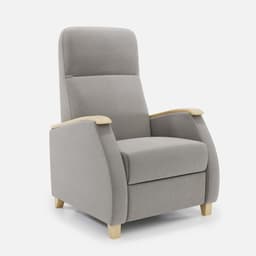 Fauteuil Milo Small Relax Manuel par Zelder en noyer clair et tissu coloris ocre