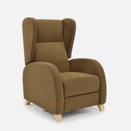 Fauteuil Relax Manuel Pablo par Zelder en noyer clair et tissu coloris crème