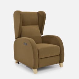 Fauteuil Releveur 2 Moteurs Pablo par Zelder en noyer clair et tissu coloris ocre
