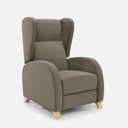 Fauteuil Relax Manuel Pablo par Zelder en hêtre naturel et simili coloris gris perle