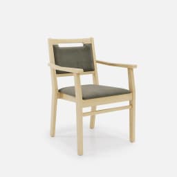 Chaise Accoudoirs Liza par Zelder en hêtre naturel et simili coloris blanc cassé