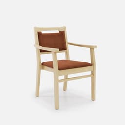 Chaise Accoudoirs Liza par Zelder en hêtre naturel et simili coloris gris perle