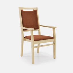 Chaise Accoudoirs Liza Haut Dossier par Zelder en noyer clair et simili coloris taupe