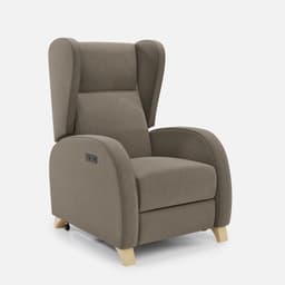 Fauteuil Releveur 1 Moteur Pablo par Zelder en hêtre naturel et simili coloris blanc cassé