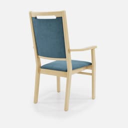 Chaise Accoudoirs Liza Haut Dossier par Zelder en hêtre naturel et tissu coloris gris perle