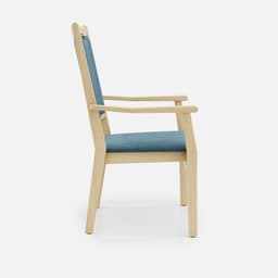 Chaise Accoudoirs Liza Haut Dossier par Zelder en hêtre naturel et tissu coloris terra rosa