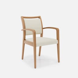 Chaise Accoudoirs Julia par Zelder en noyer et tissu coloris cendre