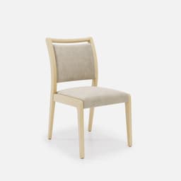 Chaise Julia Sans Accoudoirs par Zelder en noyer clair et tissu coloris cendre