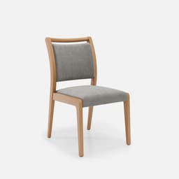 Chaise Julia Sans Accoudoirs par Zelder en noyer clair et tissu coloris taupe