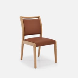 Chaise Julia Sans Accoudoirs par Zelder en merisier classique et tissu coloris taupe