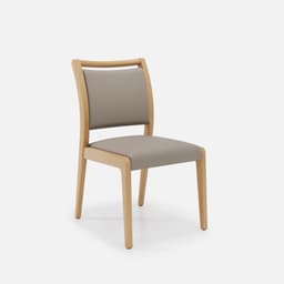Chaise Julia Sans Accoudoirs par Zelder en merisier classique et tissu coloris gris perle