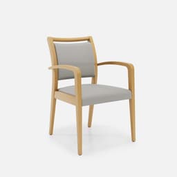 Chaise Accoudoirs Julia par Zelder en noyer clair et tissu coloris bleu canard