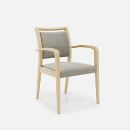 Chaise Accoudoirs Julia par Zelder en noyer clair et tissu coloris cendre