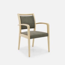 Chaise Accoudoirs Julia par Zelder en hêtre naturel et tissu coloris bleu canard