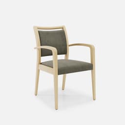 Chaise Accoudoirs Julia par Zelder en hêtre naturel et tissu coloris bleu canard