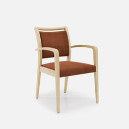 Chaise Accoudoirs Julia par Zelder en noyer clair et tissu coloris beige fumé
