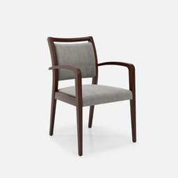 Chaise Accoudoirs Julia par Zelder en noyer clair et tissu coloris terra rosa