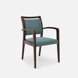 Chaise Accoudoirs Julia par Zelder en noyer clair et tissu coloris gris perle