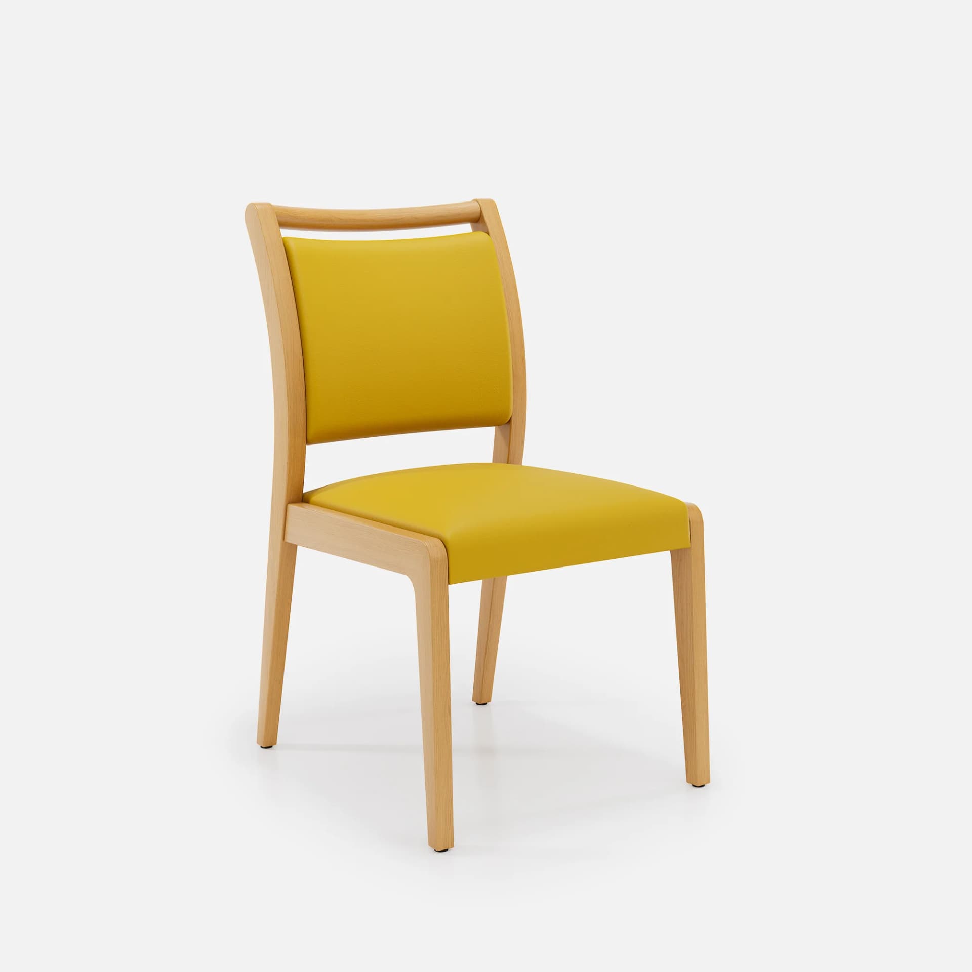 Chaise Julia Sans Accoudoirs par Zelder en bois hêtre naturel et revètement tissu coloris beige fumé