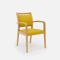 Chaise Accoudoirs Julia par Zelder en bois hêtre naturel et revètement tissu coloris beige fumé