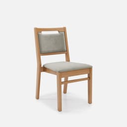 Chaise Liza Sans Accoudoirs par Zelder en noyer clair et tissu coloris bleu canard