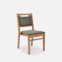 Chaise Liza Sans Accoudoirs par Zelder en noyer clair et tissu coloris gris perle