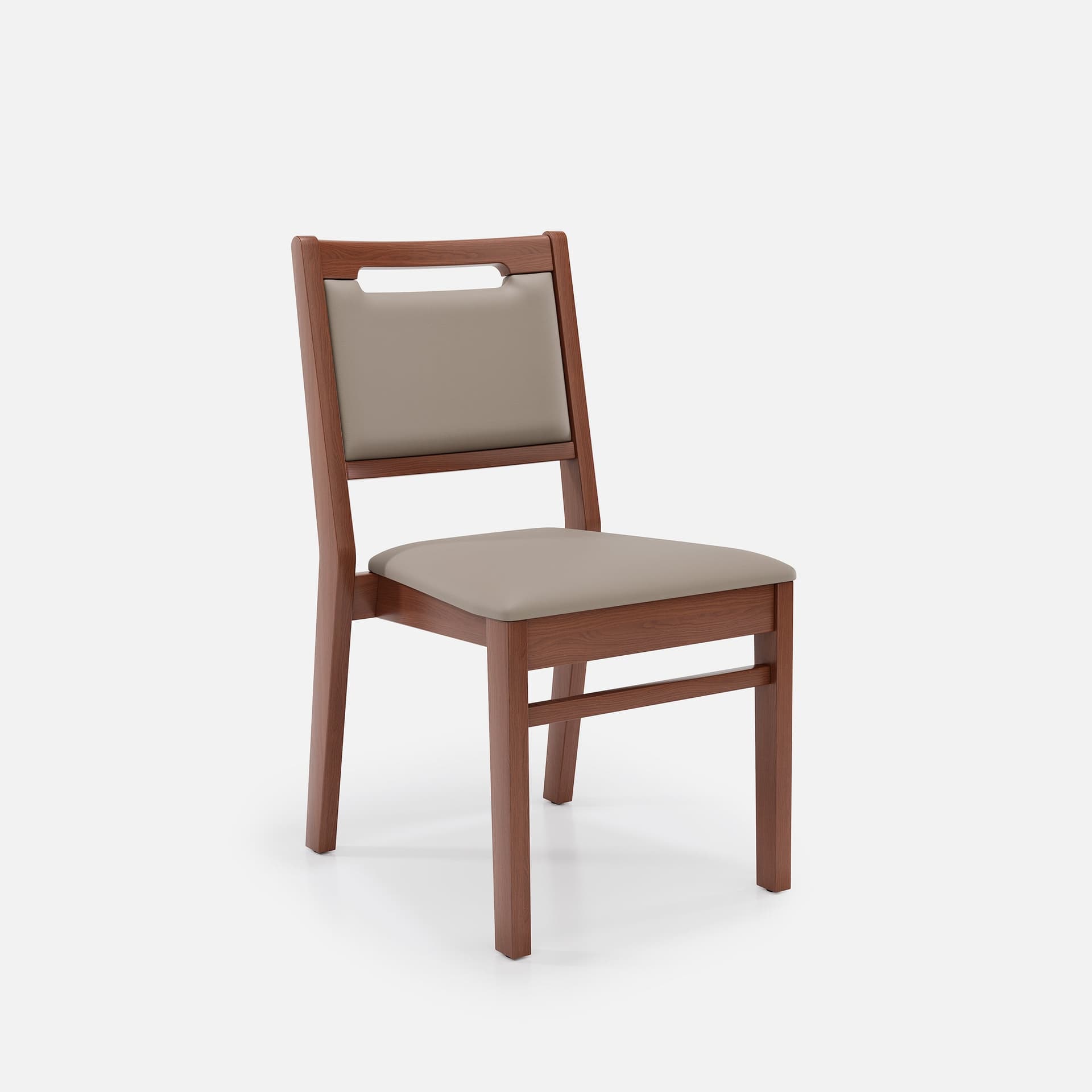 Chaise Liza Sans Accoudoirs par Zelder en bois hêtre naturel et revètement tissu coloris beige fumé