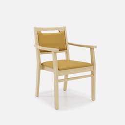 Chaise Accoudoirs Liza par Zelder en noyer et tissu coloris beige fumé