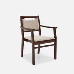 Chaise Accoudoirs Liza par Zelder en noyer clair et tissu coloris taupe