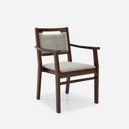 Chaise Accoudoirs Liza par Zelder en noyer clair et tissu coloris terra rosa