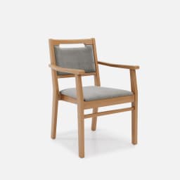 Chaise Accoudoirs Liza par Zelder en hêtre naturel et tissu coloris bleu canard