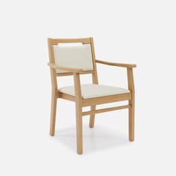 Chaise Accoudoirs Liza par Zelder en noyer et tissu coloris cendre