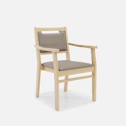 Chaise Accoudoirs Liza par Zelder en noyer clair et tissu coloris bleu canard