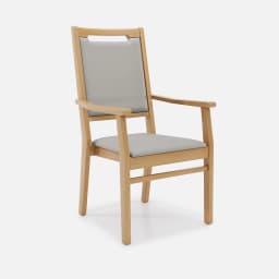Chaise Accoudoirs Liza Haut Dossier par Zelder en hêtre naturel et simili coloris butternut