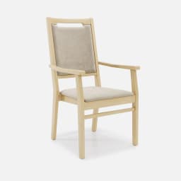 Chaise Accoudoirs Liza Haut Dossier par Zelder en hêtre naturel et tissu coloris bleu canard