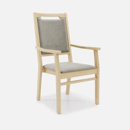 Chaise Accoudoirs Liza Haut Dossier par Zelder en hêtre naturel et simili coloris terra rosa