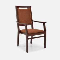 Chaise Accoudoirs Liza Haut Dossier par Zelder en hêtre naturel et simili coloris blanc cassé