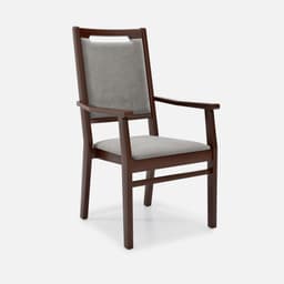 Chaise Accoudoirs Liza Haut Dossier par Zelder en hêtre naturel et simili coloris gris perle