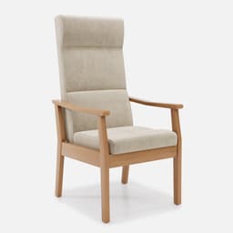 Fauteuil Fixe Liza par Zelder en noyer clair et tissu coloris terra rosa