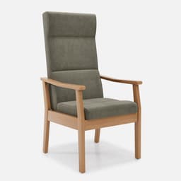 Fauteuil Fixe Liza par Zelder en noyer clair et tissu coloris bleu canard
