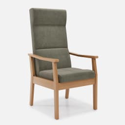 Fauteuil Fixe Liza par Zelder en noyer clair et tissu coloris bleu canard