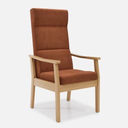 Fauteuil Fixe Liza par Zelder en merisier classique et tissu coloris beige fumé