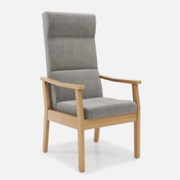 Fauteuil Fixe Liza par Zelder en merisier classique et tissu coloris taupe
