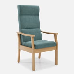 Fauteuil Fixe Liza par Zelder en merisier classique et tissu coloris terra rosa