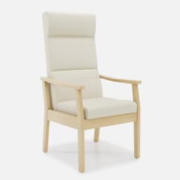 Fauteuil Fixe Liza par Zelder en merisier classique et tissu coloris gris perle