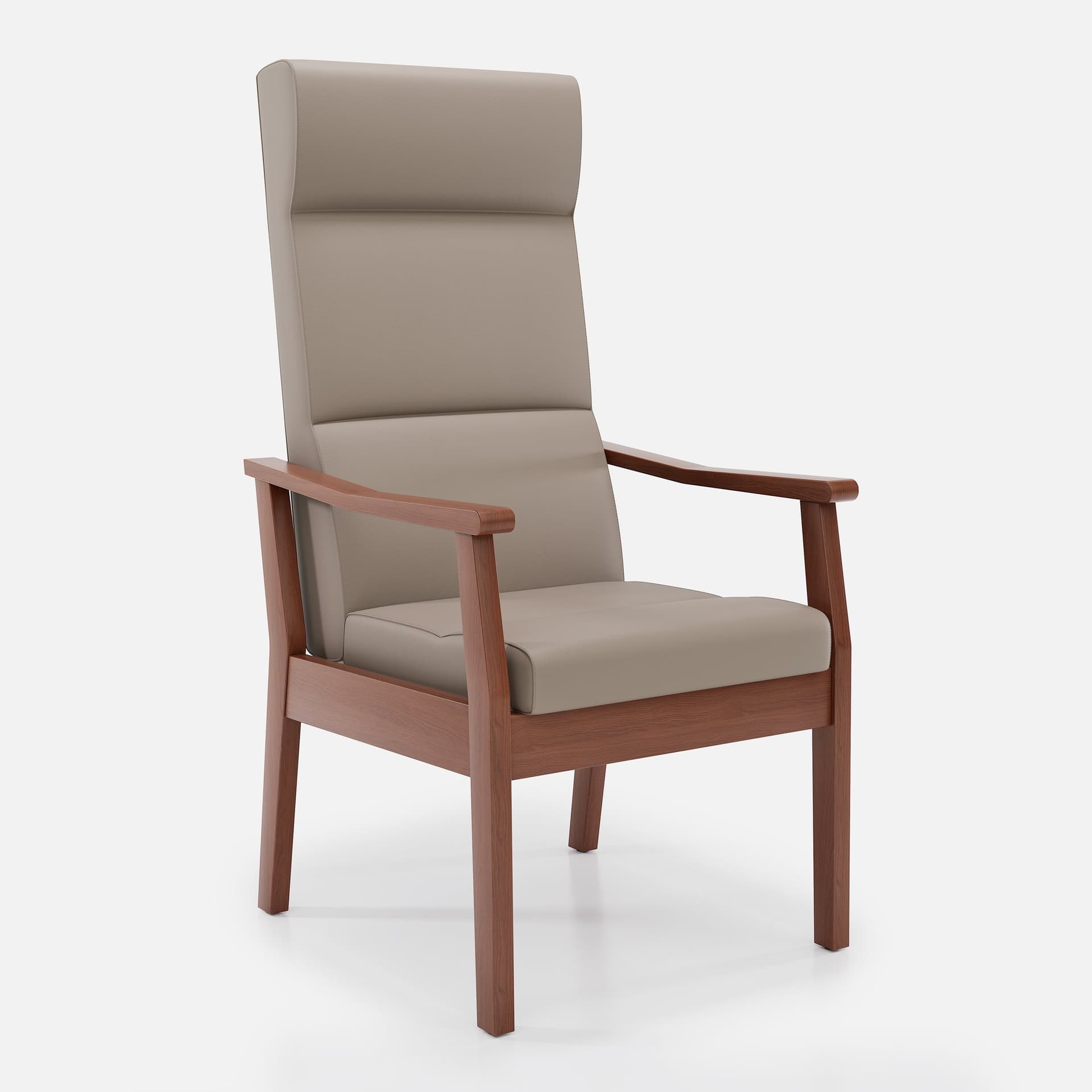 Fauteuil Fixe Liza par Zelder en bois hêtre naturel et revètement tissu coloris beige fumé