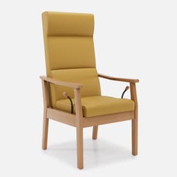 Fauteuil Relax Liza par Zelder en hêtre naturel et simili cuir coloris gris perle